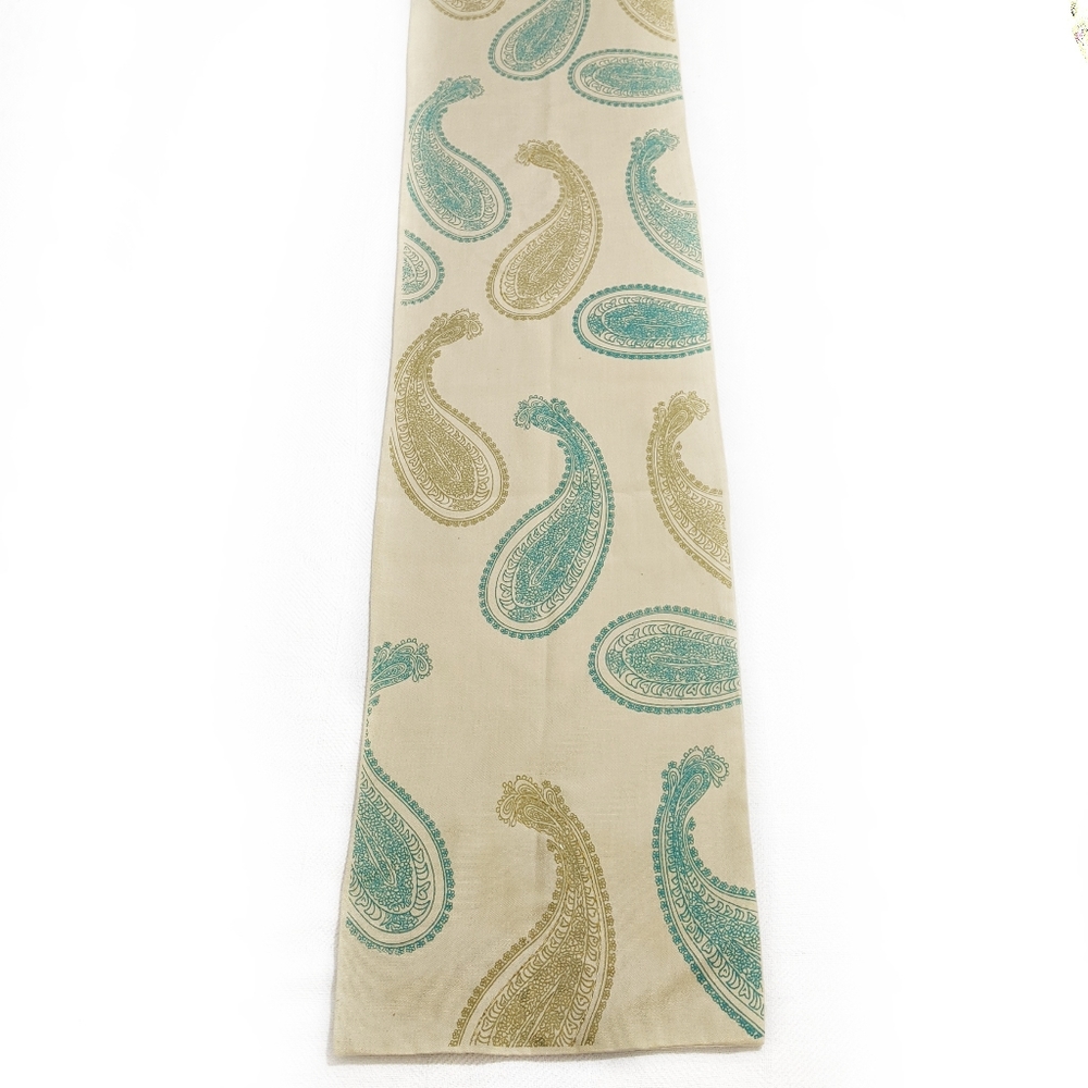 72" Long Table Runner with Beaded Paisley Print